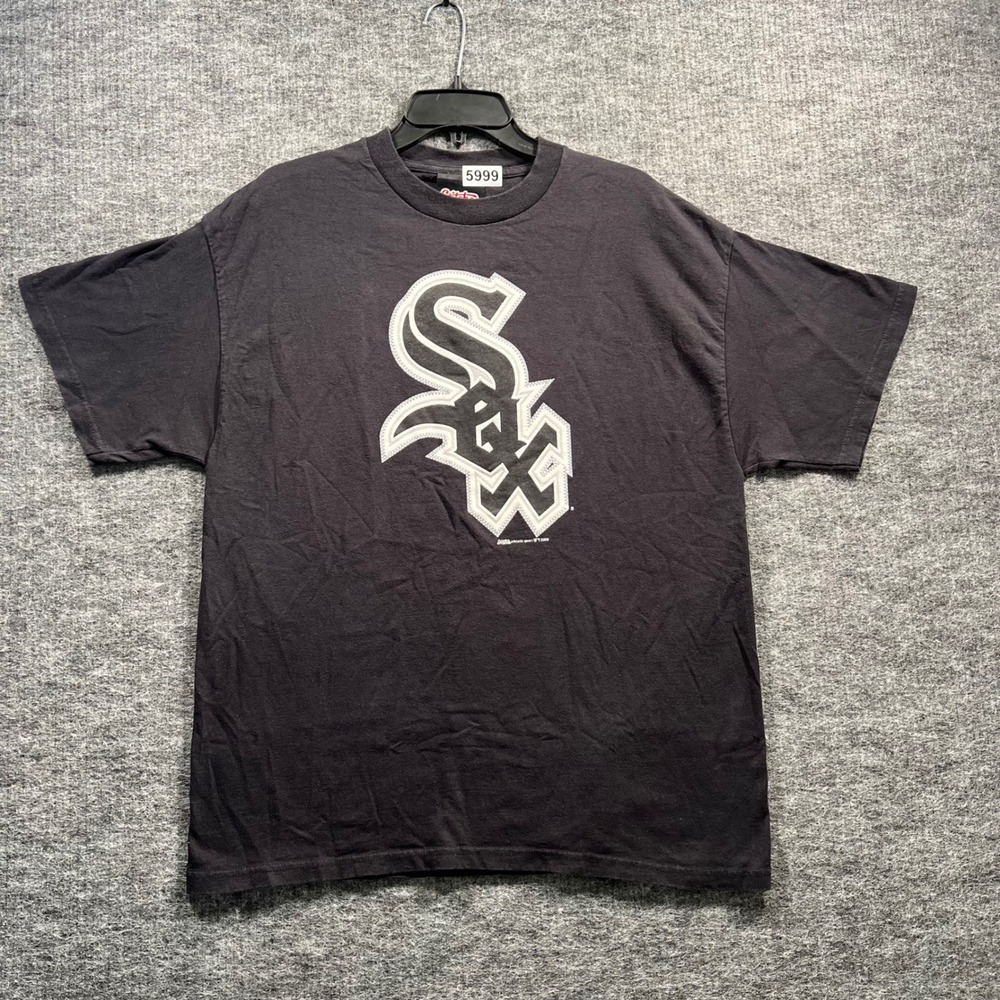 Stitches Chicago White Sox Graphic T-Shirt Mens Large Black Short Sleeve
